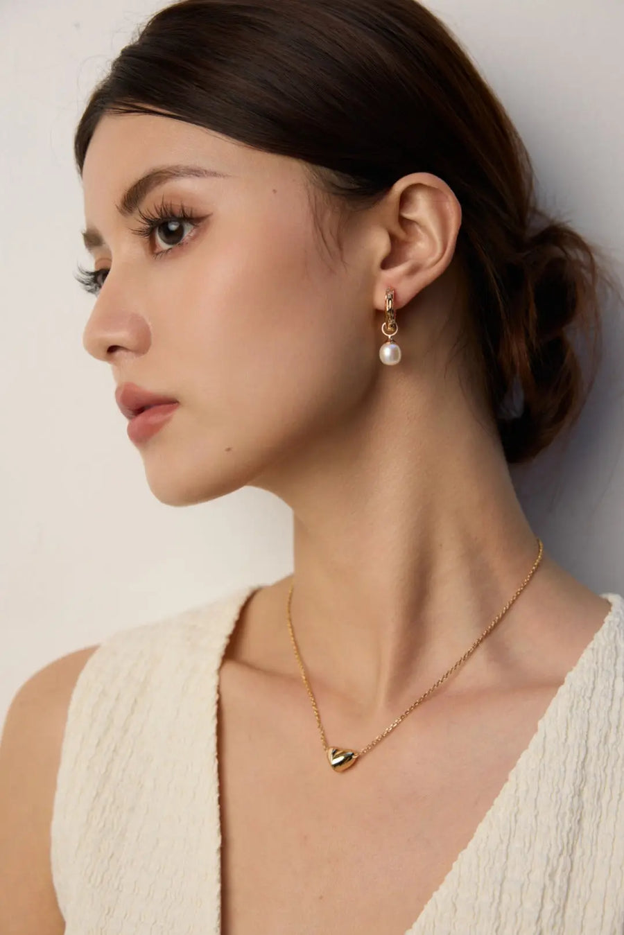 Aruary Studio ｜ Artisanal Jewelry Textured Pearl Hoop Earrings - Minimalist Designer Gold or Silver