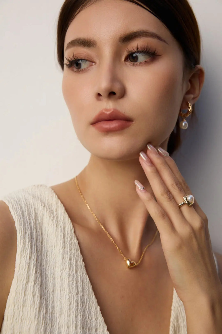Aruary Studio ｜ Artisanal Jewelry Textured Pearl Hoop Earrings - Minimalist Designer Gold or Silver