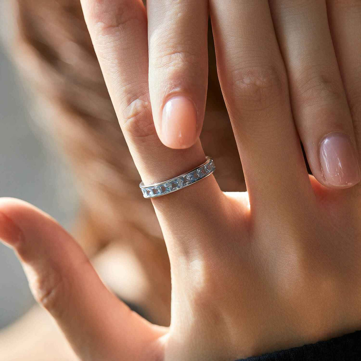 The Atelier Princess-Cut Aquamarine Eternity Band - S925 Silver
