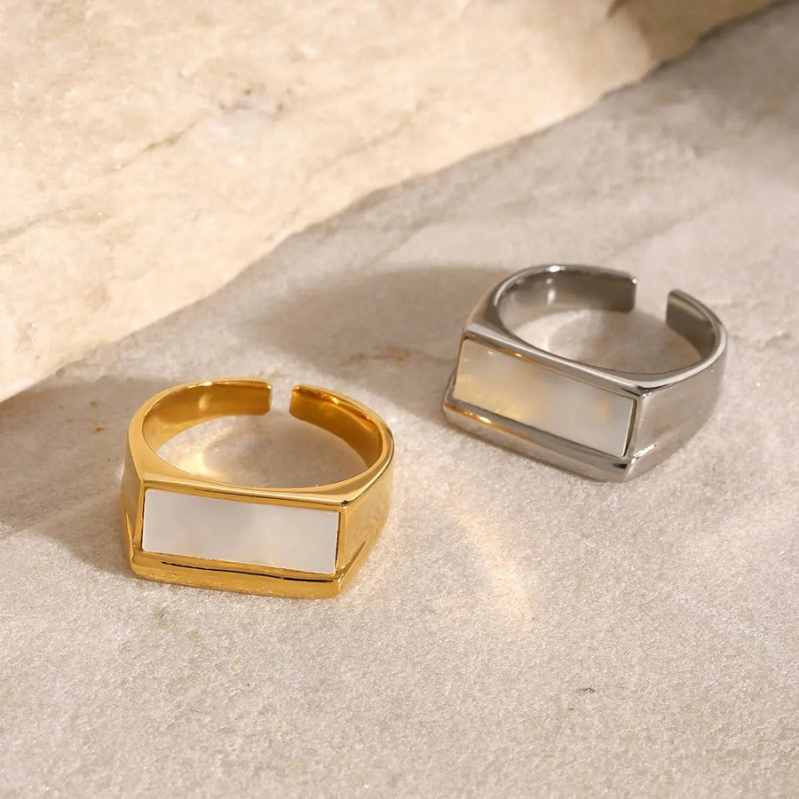 My Store Titanium Steel Gold - Plated Shell Ring