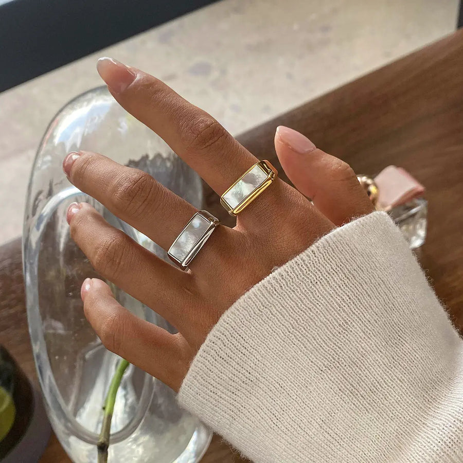 My Store Titanium Steel Gold - Plated Shell Ring