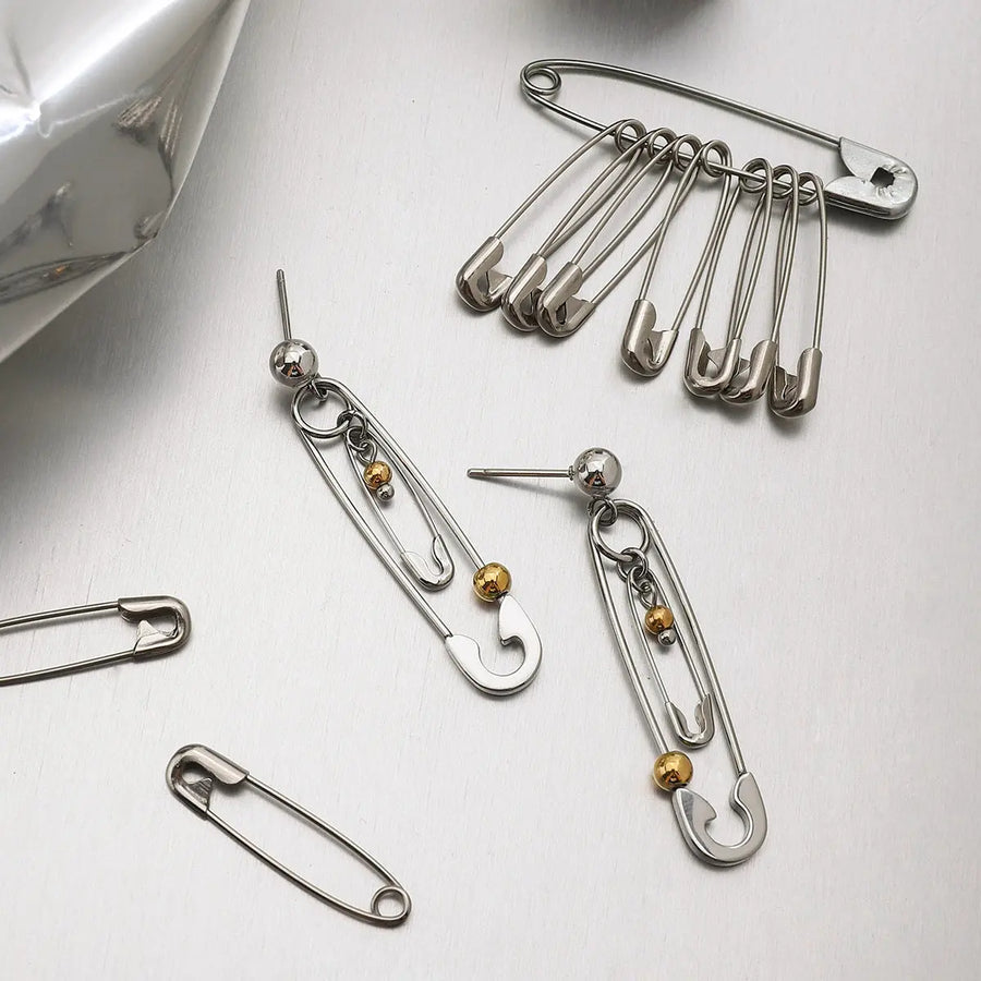Yuqing Realm ｜ Accessories Boutique Titanium Steel Paperclip Earrings - Hypoallergenic Silver Lightweight Studs | Modern Minimalist Jewelry