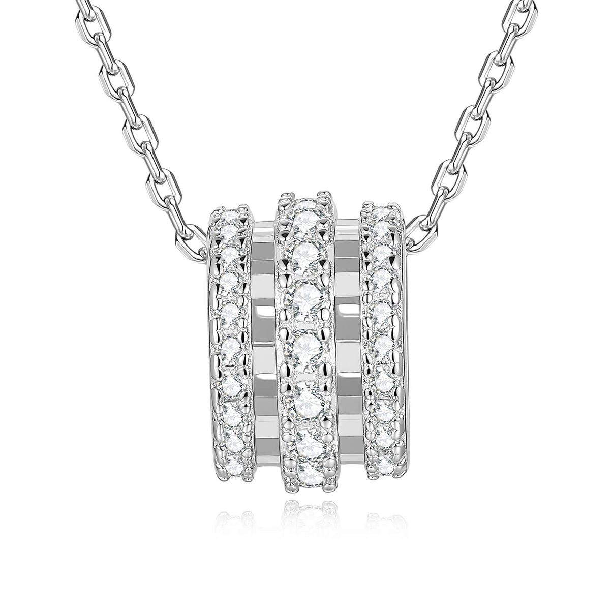"Trinity Scroll" Triple-Band Moissanite Pendant Necklace - Aruary Studio ｜ Artisanal Jewelry