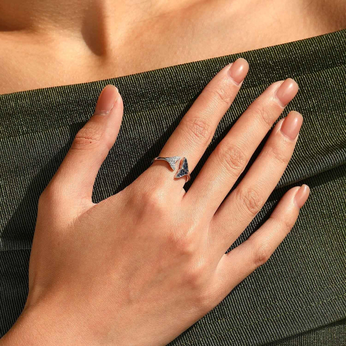 Twin Tail Whale Tail Ring - Unique Asymmetric Jewelry Design