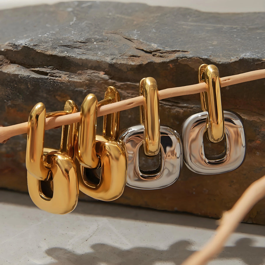 Aruary Studio ｜ Artisanal Jewelry Two-Tone Stainless Steel Earrings | 18K Gold Plated | Waterproof & Hypoallergenic | Luxury Minimalist Earrings