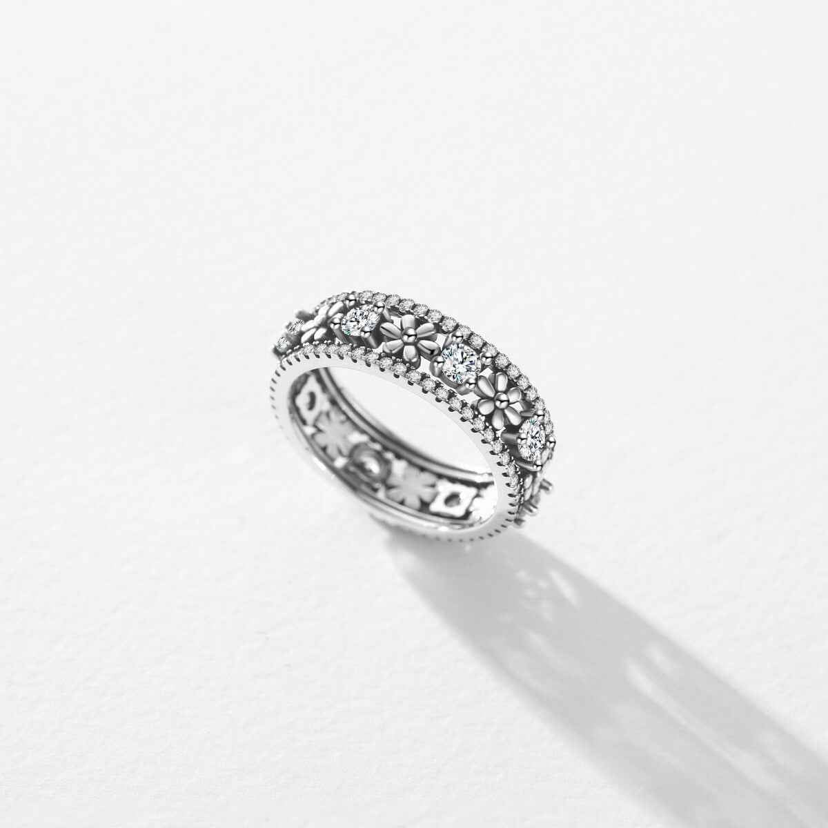 Aruary jewelry size guide 6.5mm 3.8g sculpted silver flower ring specifications