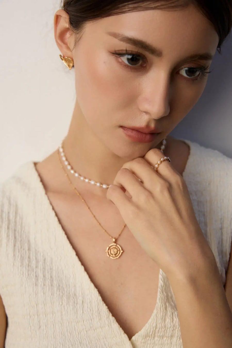 Aruary Studio ｜ Artisanal Jewelry Vintage 18K Gold Plated Sterling Silver Necklace – Original Collarbone Chain, Light Luxury Women’s Jewelry