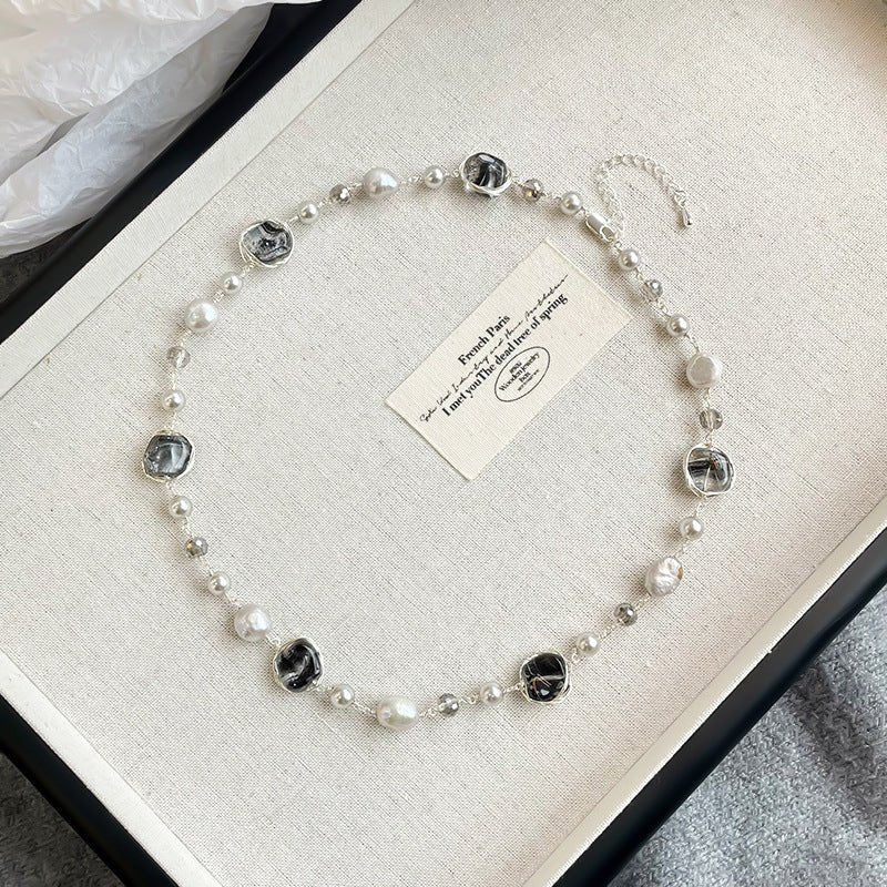 Abalone Shell & 18K Gold - Plated Copper Necklace | Tiger Eye & Crystal Accents - Aruary Studio ｜ Artisanal Jewelry