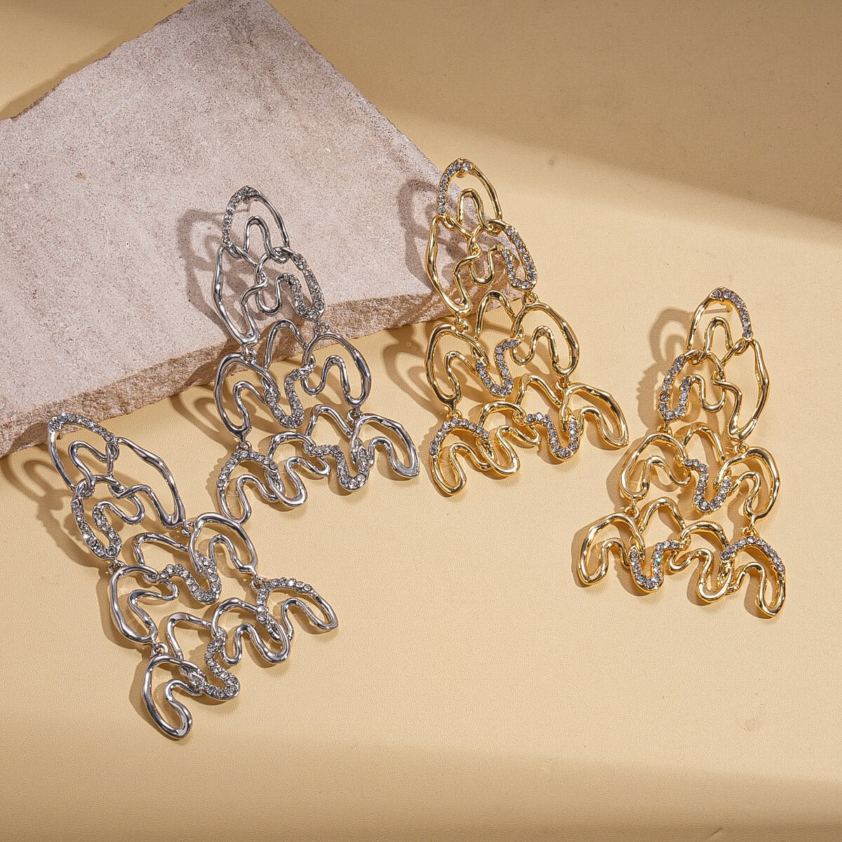 Abstract Muse: Geometric Twisted Statement Drop Earrings - Aruary Studio ｜ Artisanal Jewelry