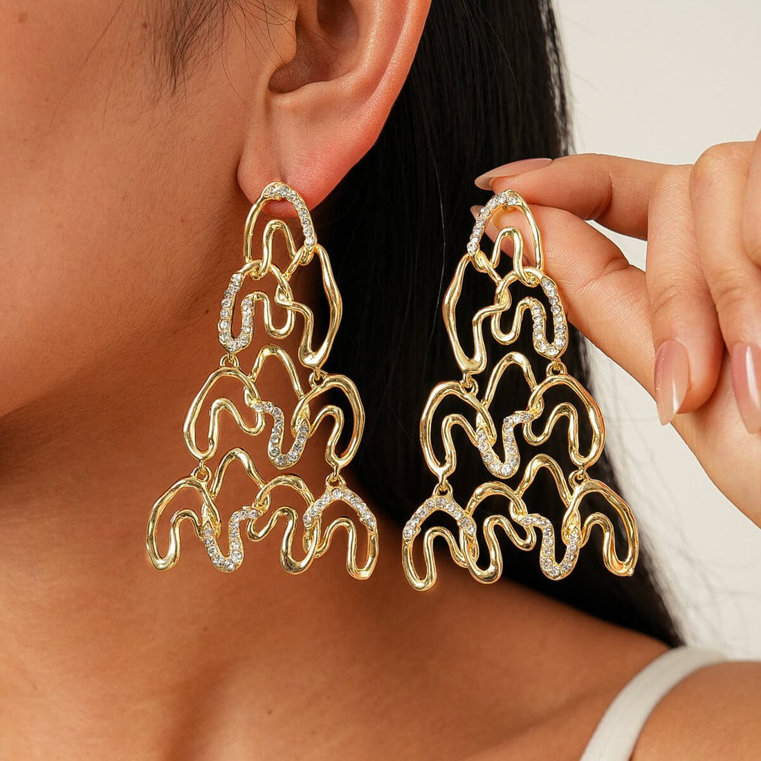 Abstract Muse: Geometric Twisted Statement Drop Earrings - Aruary Studio ｜ Artisanal Jewelry