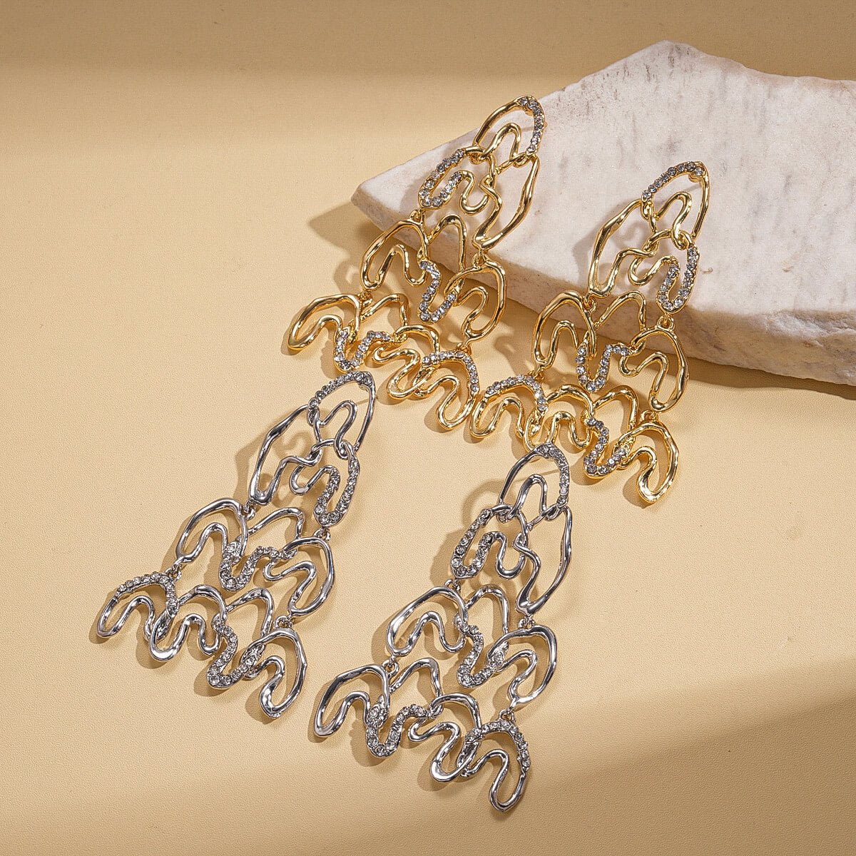 Abstract Muse: Geometric Twisted Statement Drop Earrings - Aruary Studio ｜ Artisanal Jewelry