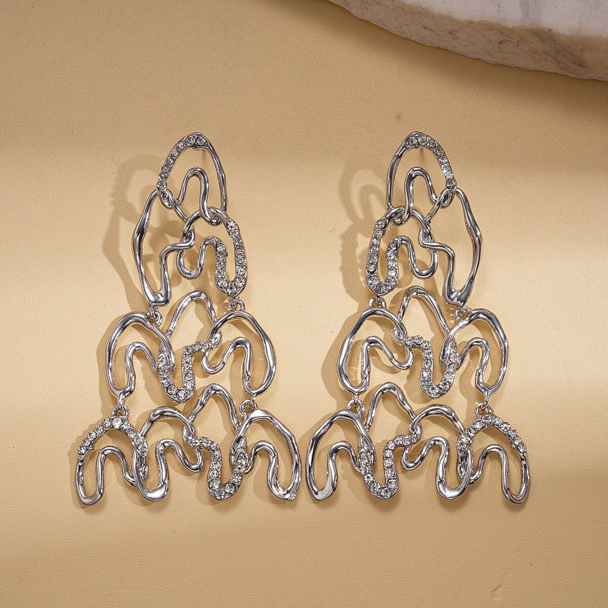 Abstract Muse: Geometric Twisted Statement Drop Earrings - Aruary Studio ｜ Artisanal Jewelry