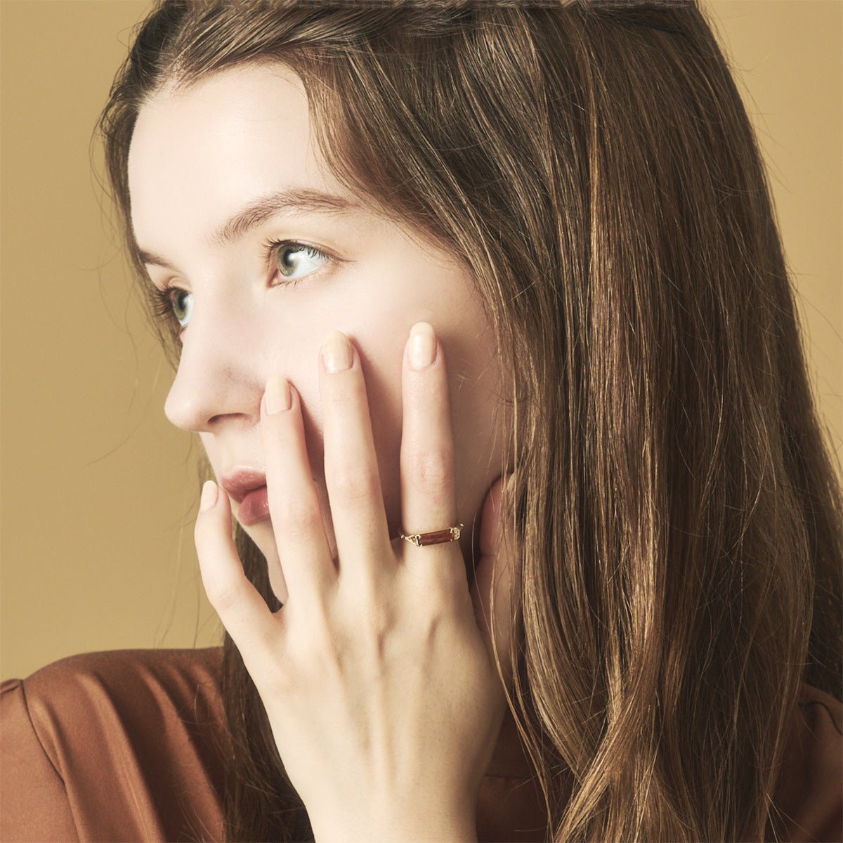 Amber & 925 Sterling Silver Ring | 5A Zircon Accent - Aruary Studio ｜ Artisanal Jewelry