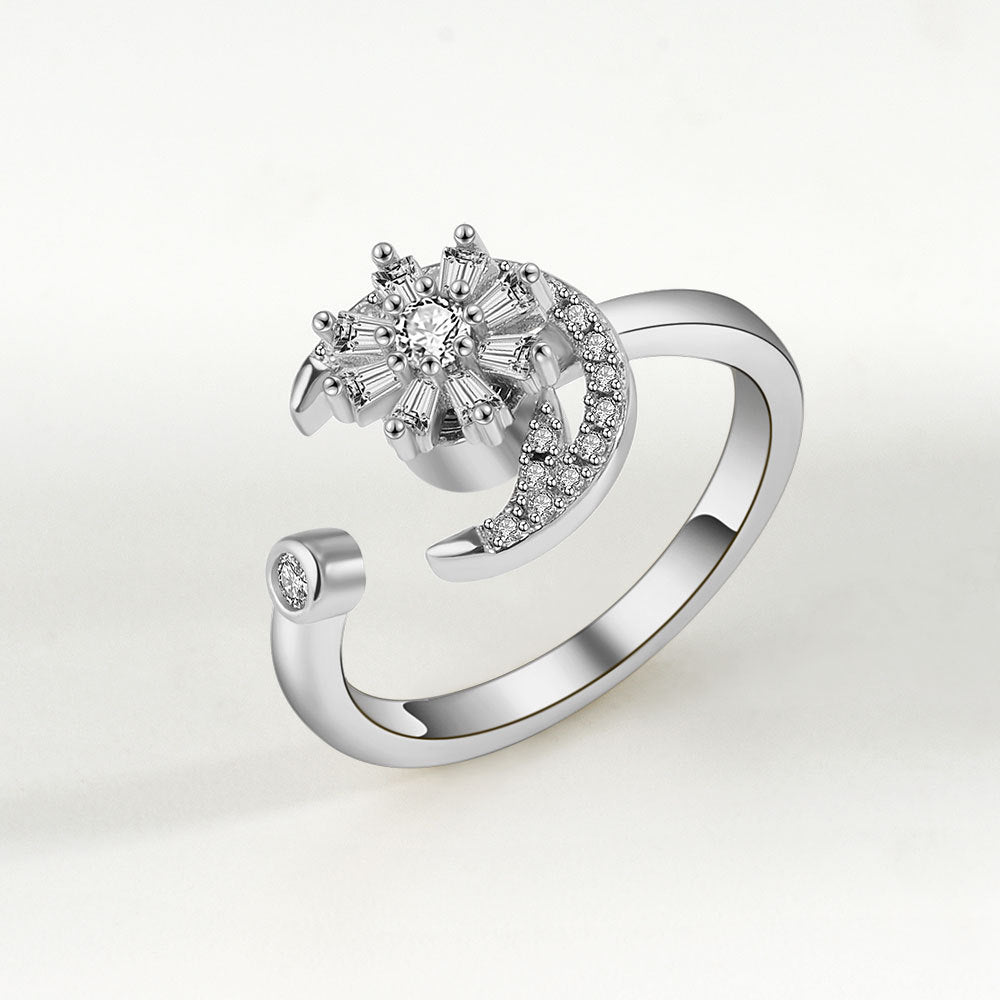 Anxiety Relief Spinner Ring | Alloy Electroplated + Zircon - Fashionable Stress Relief with Playful Designs - Aruary Studio ｜ Artisanal Jewelry