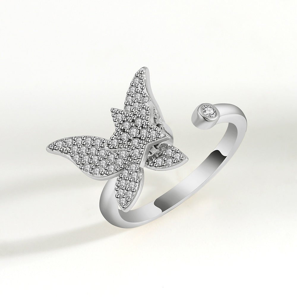 Anxiety Relief Spinner Ring | Alloy Electroplated + Zircon - Fashionable Stress Relief with Playful Designs - Aruary Studio ｜ Artisanal Jewelry