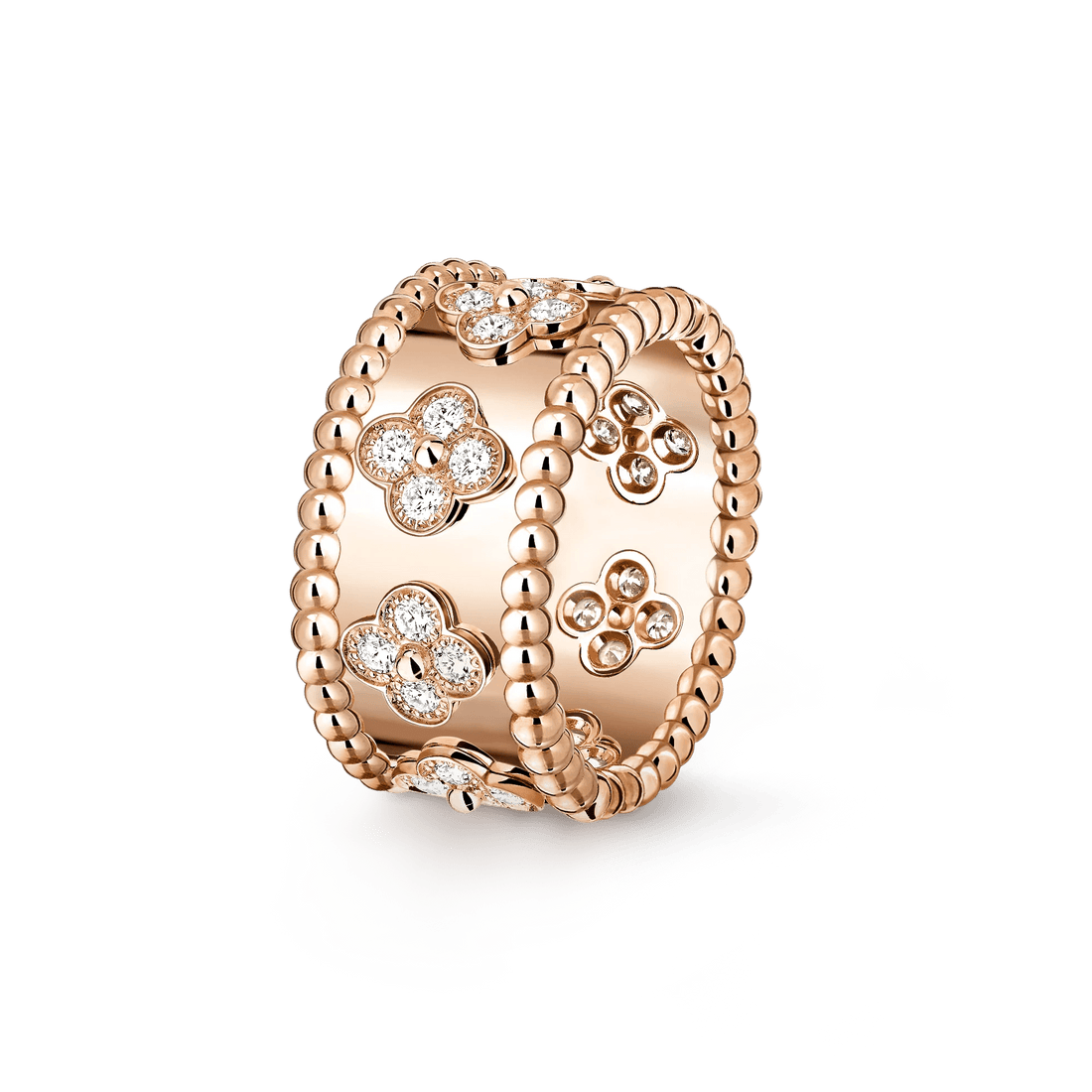 Artisan Kaleidoscope Couple Rings | Heavy 18K Rose Gold Plated | Wide Band Floral Unisex Rings - Aruary Studio ｜ Artisanal Jewelry