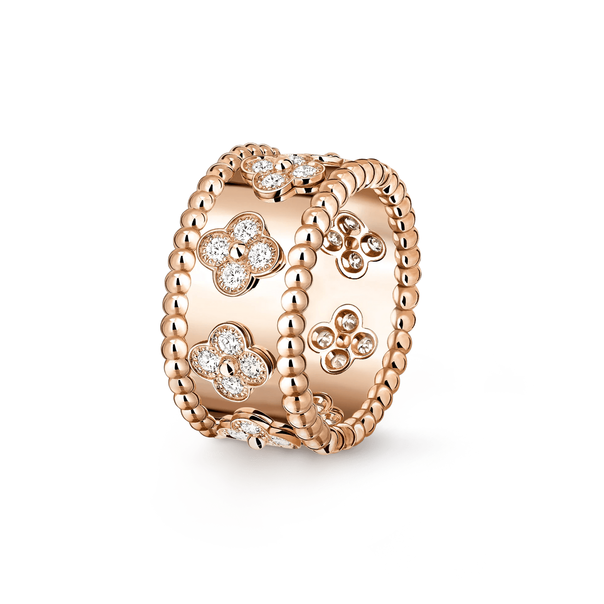 Artisan Kaleidoscope Couple Rings | Heavy 18K Rose Gold Plated | Wide Band Floral Unisex Rings - Aruary Studio ｜ Artisanal Jewelry