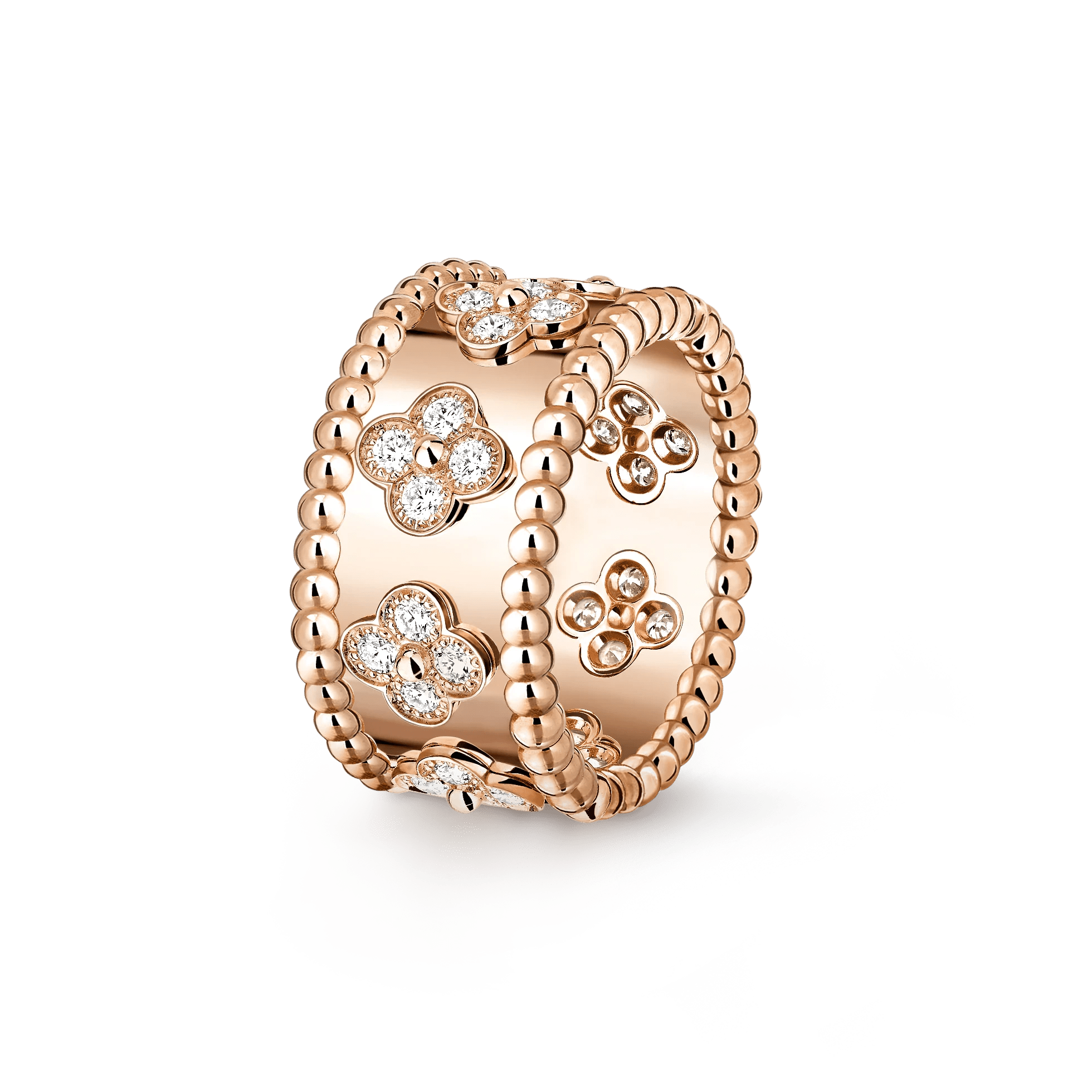 Artisan Kaleidoscope Couple Rings | Heavy 18K Rose Gold Plated | Wide Band Floral Unisex Rings - Aruary Studio ｜ Artisanal Jewelry