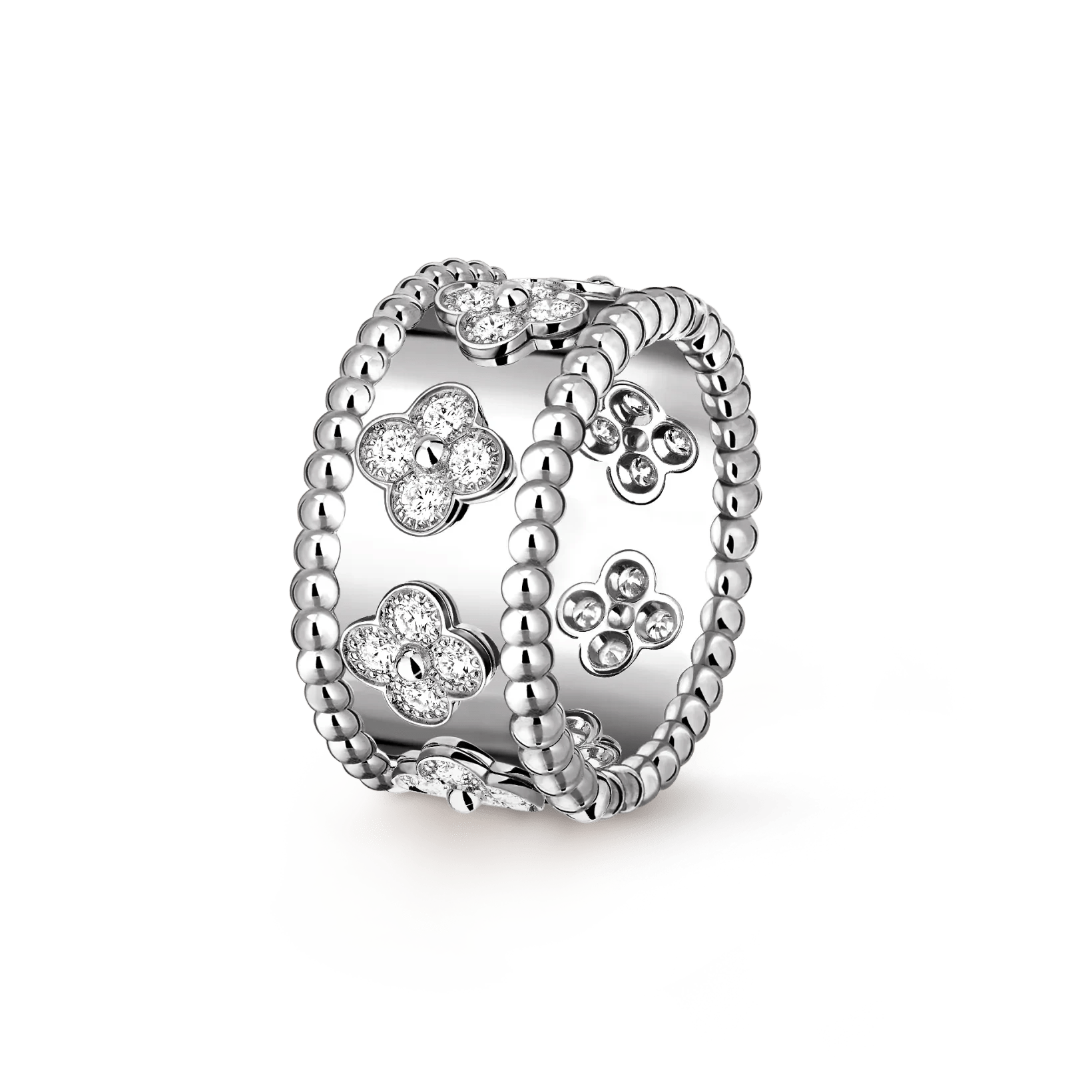 Artisan Kaleidoscope Couple Rings | Heavy 18K Rose Gold Plated | Wide Band Floral Unisex Rings - Aruary Studio ｜ Artisanal Jewelry