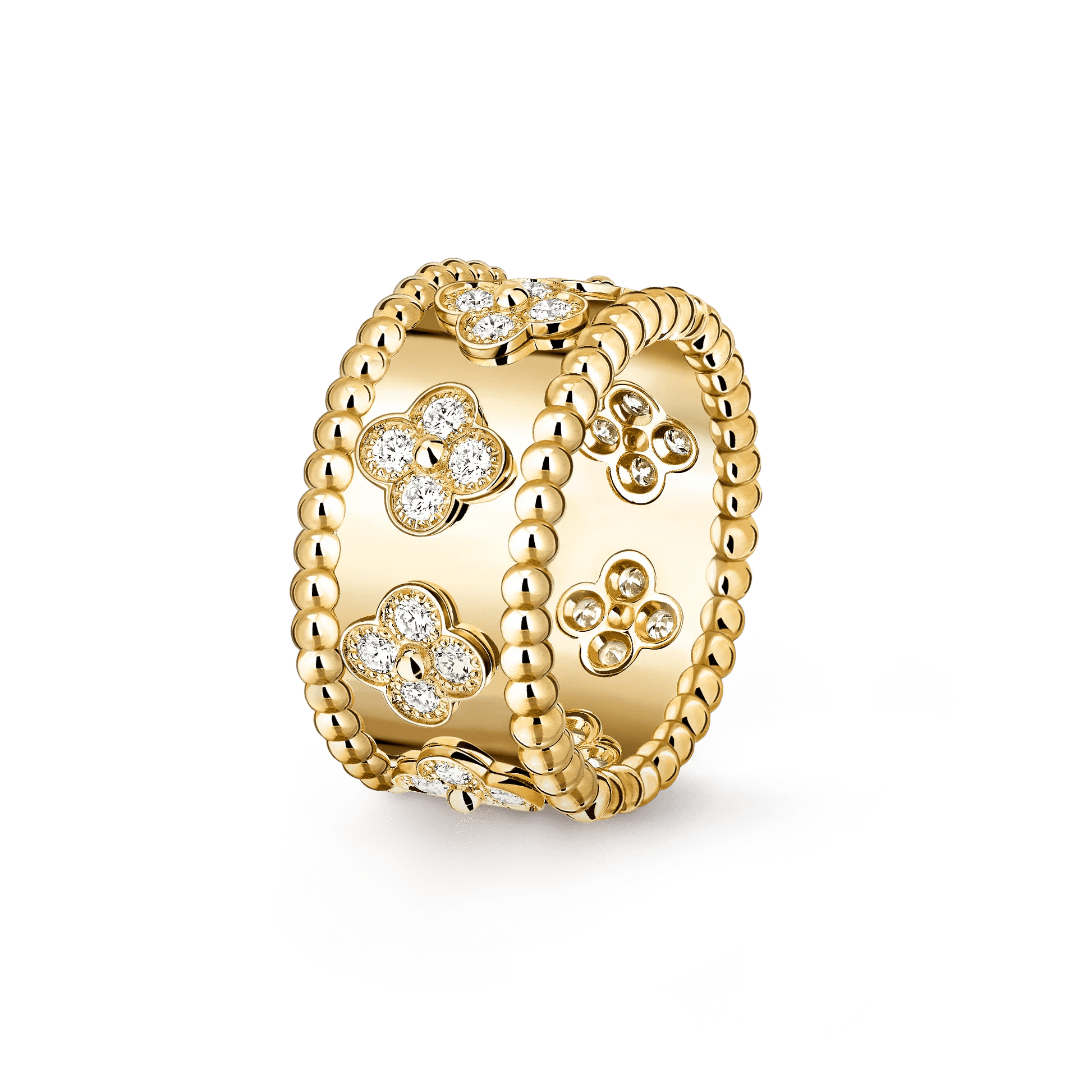 Artisan Kaleidoscope Couple Rings | Heavy 18K Rose Gold Plated | Wide Band Floral Unisex Rings - Aruary Studio ｜ Artisanal Jewelry