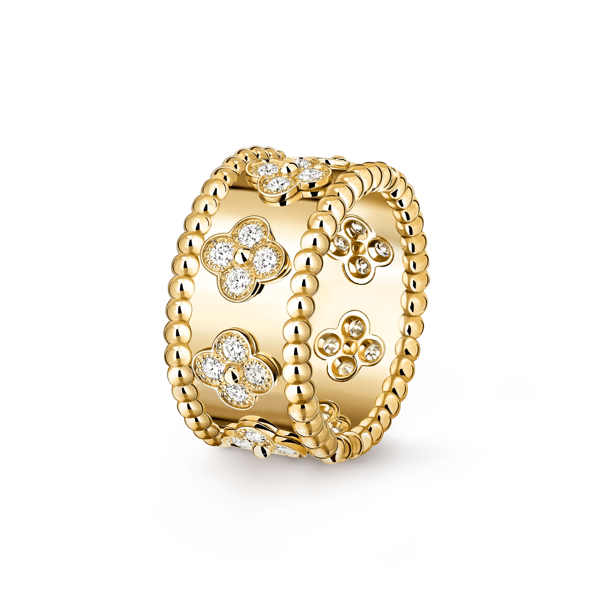 Artisan Kaleidoscope Couple Rings | Heavy 18K Rose Gold Plated | Wide Band Floral Unisex Rings - Aruary Studio ｜ Artisanal Jewelry