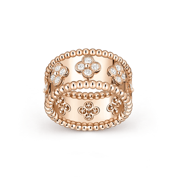 Artisan Kaleidoscope Couple Rings | Heavy 18K Rose Gold Plated | Wide Band Floral Unisex Rings - Aruary Studio ｜ Artisanal Jewelry