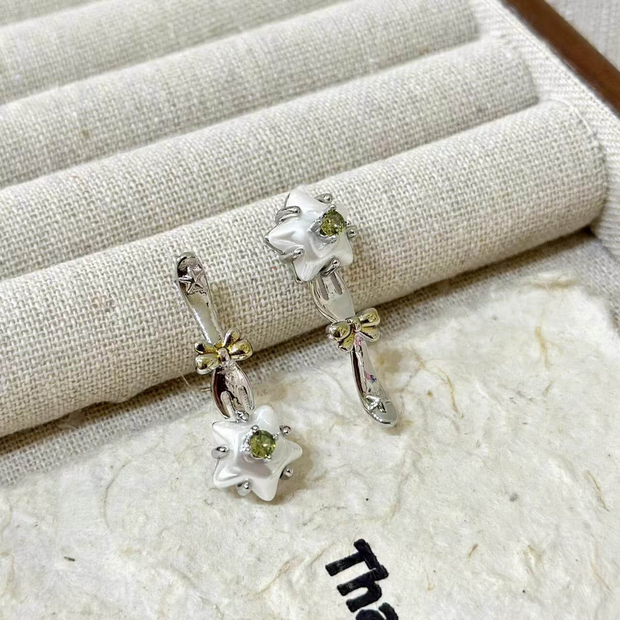 Asymmetric Star & Fork Drop Earrings | 18K Gold - Plated + 5A Zircon - Aruary Studio ｜ Artisanal Jewelry