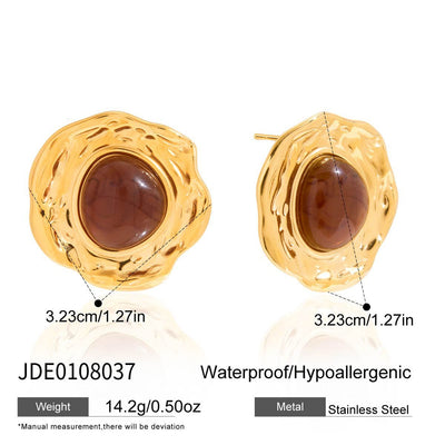 “Autumn Winter Maillard” Resin & Gold - Plated Titanium Steel Jewelry Collection - Vintage Warm - Tone Statement Pieces - Aruary Studio ｜ Artisanal Jewelry