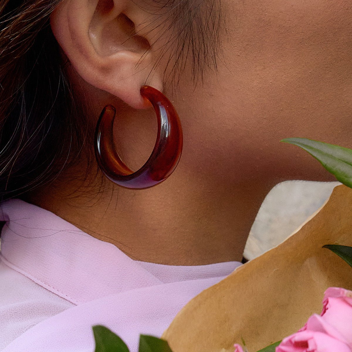 “Autumn Winter Maillard” Resin & Gold - Plated Titanium Steel Jewelry Collection - Vintage Warm - Tone Statement Pieces - Aruary Studio ｜ Artisanal Jewelry