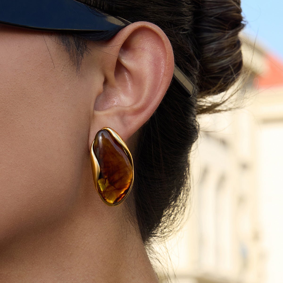 “Autumn Winter Maillard” Resin & Gold - Plated Titanium Steel Jewelry Collection - Vintage Warm - Tone Statement Pieces - Aruary Studio ｜ Artisanal Jewelry