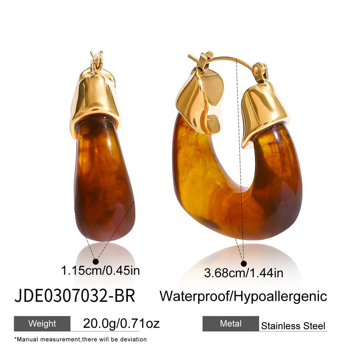 “Autumn Winter Maillard” Resin & Gold - Plated Titanium Steel Jewelry Collection - Vintage Warm - Tone Statement Pieces - Aruary Studio ｜ Artisanal Jewelry