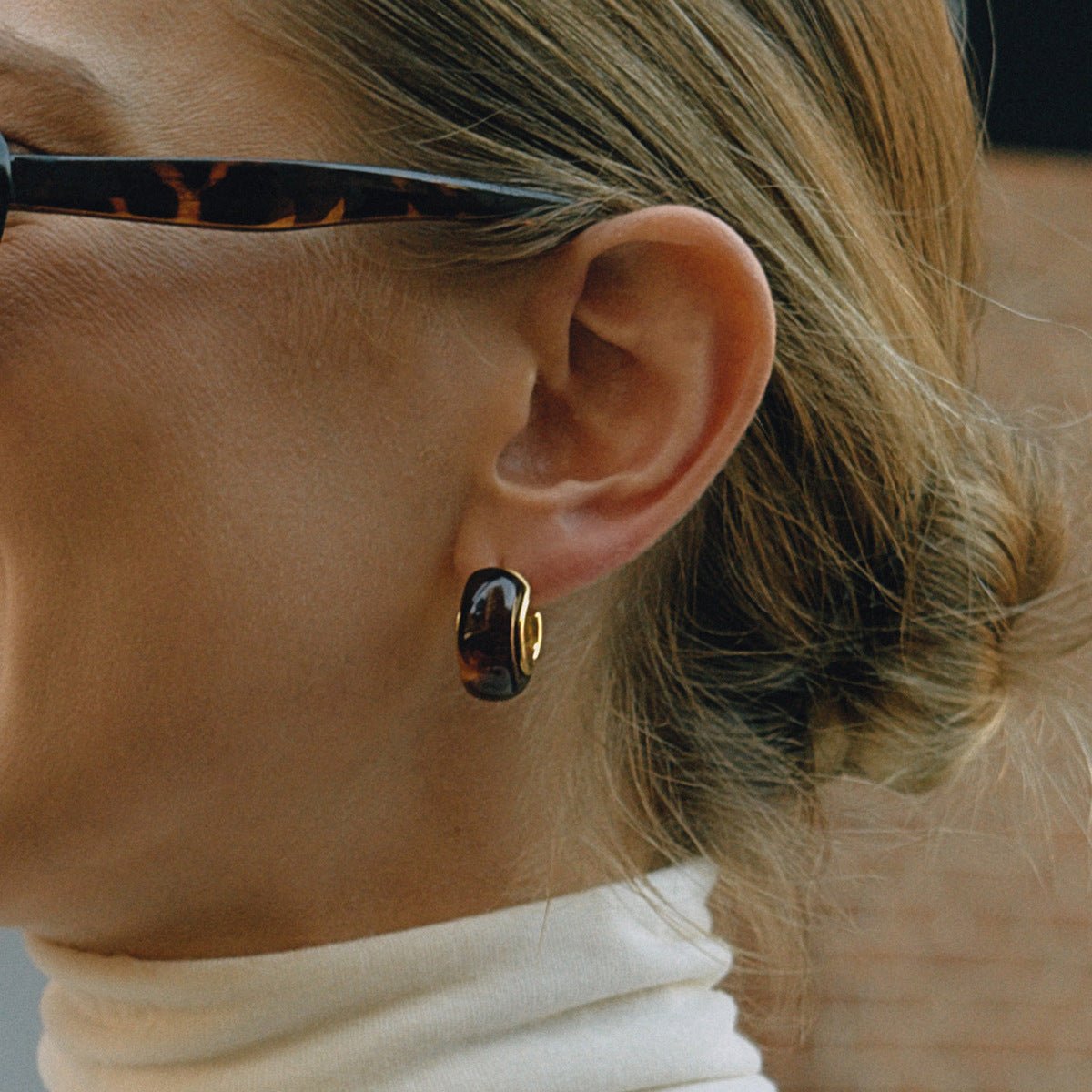 “Autumn Winter Maillard” Resin & Gold - Plated Titanium Steel Jewelry Collection - Vintage Warm - Tone Statement Pieces - Aruary Studio ｜ Artisanal Jewelry