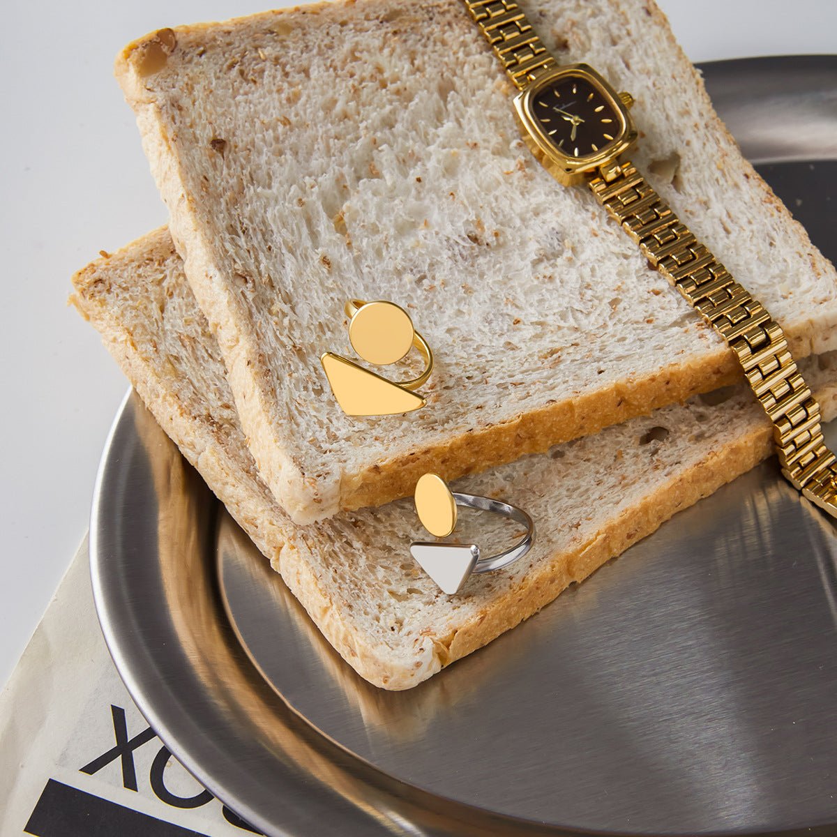 Bauhaus Geometry Ring - Titanium Steel Architectural Band | Tarnish - Proof 3.2g | Hypoallergenic Luxury - Aruary Studio ｜ Artisanal Jewelry