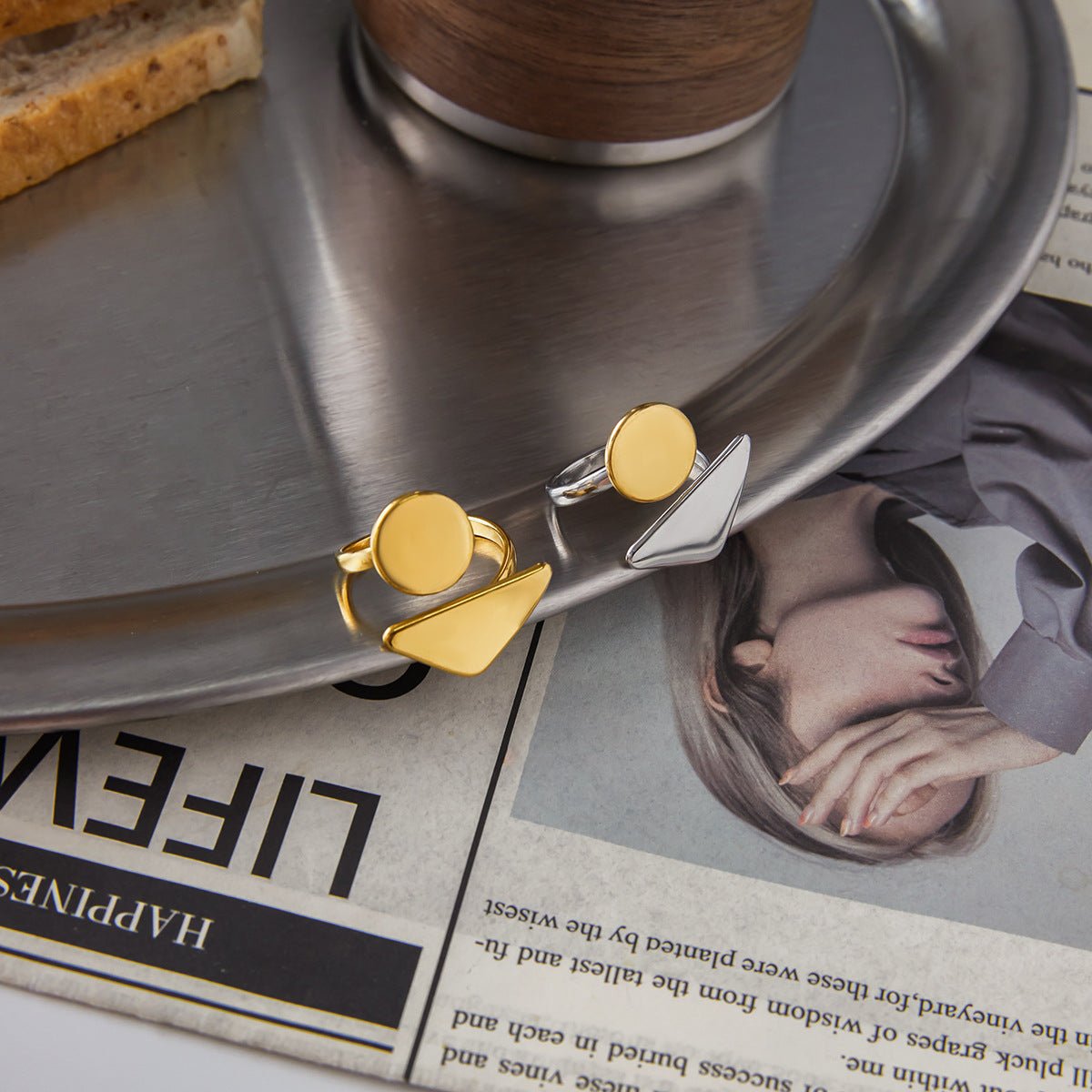 Bauhaus Geometry Ring - Titanium Steel Architectural Band | Tarnish - Proof 3.2g | Hypoallergenic Luxury - Aruary Studio ｜ Artisanal Jewelry