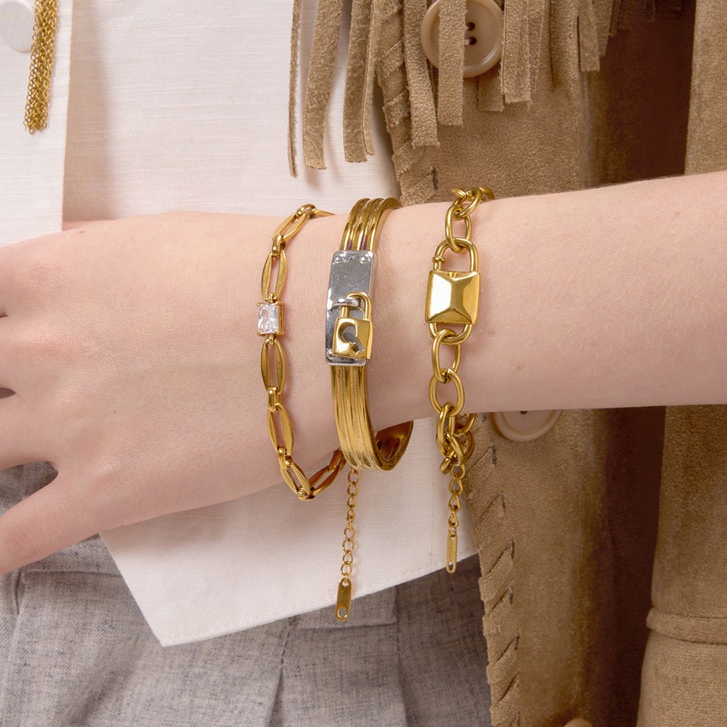 Bold Chunky Chain Bracelet | Titanium Steel - Edgy Retro Statement Jewelry - Aruary Studio ｜ Artisanal Jewelry