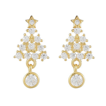 Christmas Tree Stud Earrings | S925 Sterling Silver with Gold/Platinum Plating + Premium Zircon - Aruary Studio ｜ Artisanal Jewelry