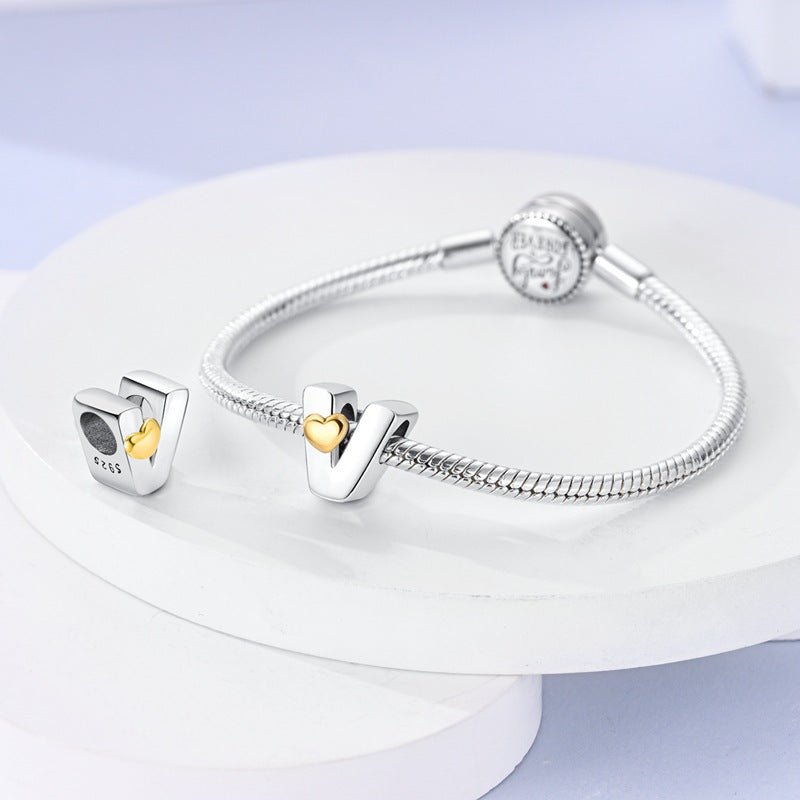 Combination Bracelet with Beads：Heart & Letter Design - Aruary Studio ｜ Artisanal Jewelry