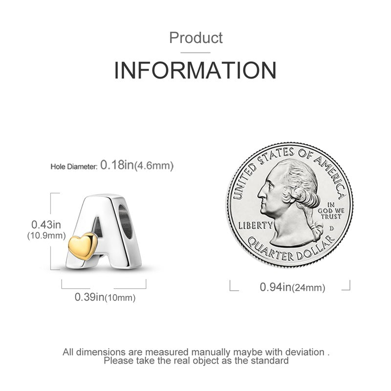 Combination Bracelet with Beads：Heart & Letter Design - Aruary Studio ｜ Artisanal Jewelry