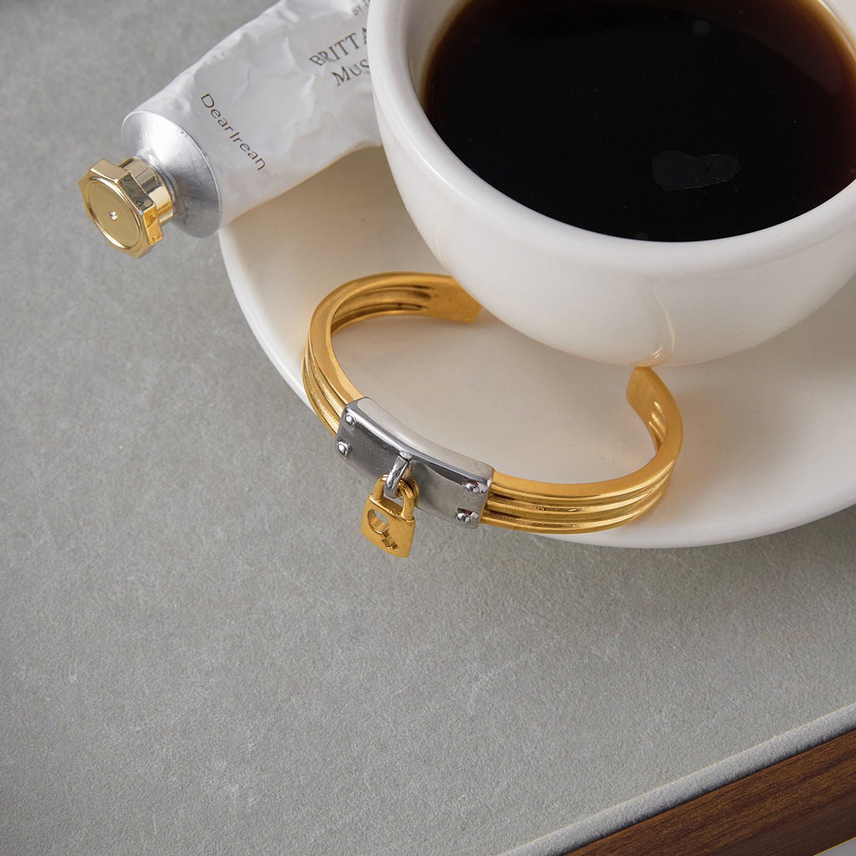 Creative Padlock Cuff Bracelet | Titanium Steel - Edgy Symbol of Style & Commitment - Aruary Studio ｜ Artisanal Jewelry