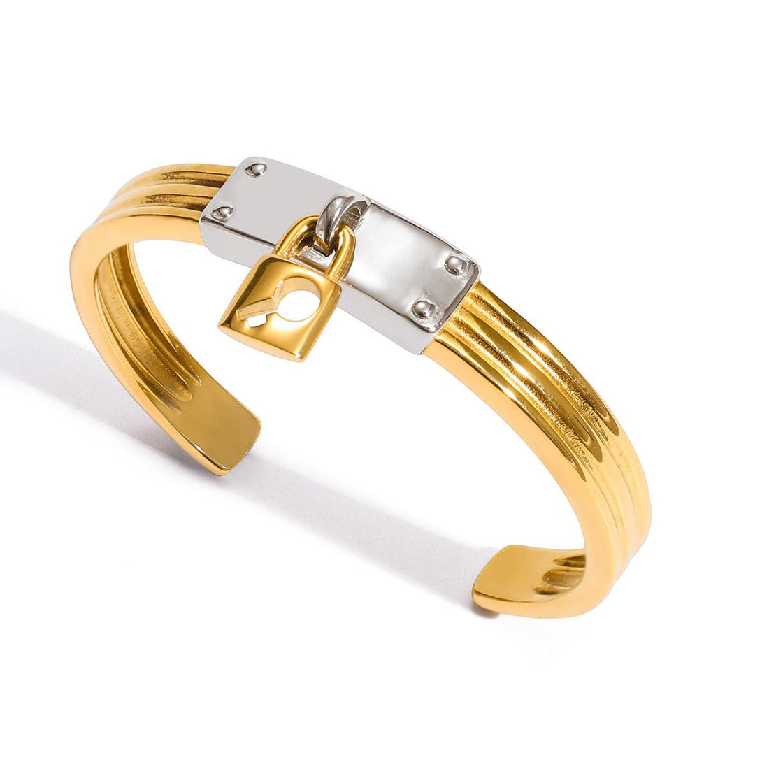 Creative Padlock Cuff Bracelet | Titanium Steel - Edgy Symbol of Style & Commitment - Aruary Studio ｜ Artisanal Jewelry