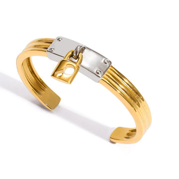 Creative Padlock Cuff Bracelet | Titanium Steel - Edgy Symbol of Style & Commitment - Aruary Studio ｜ Artisanal Jewelry