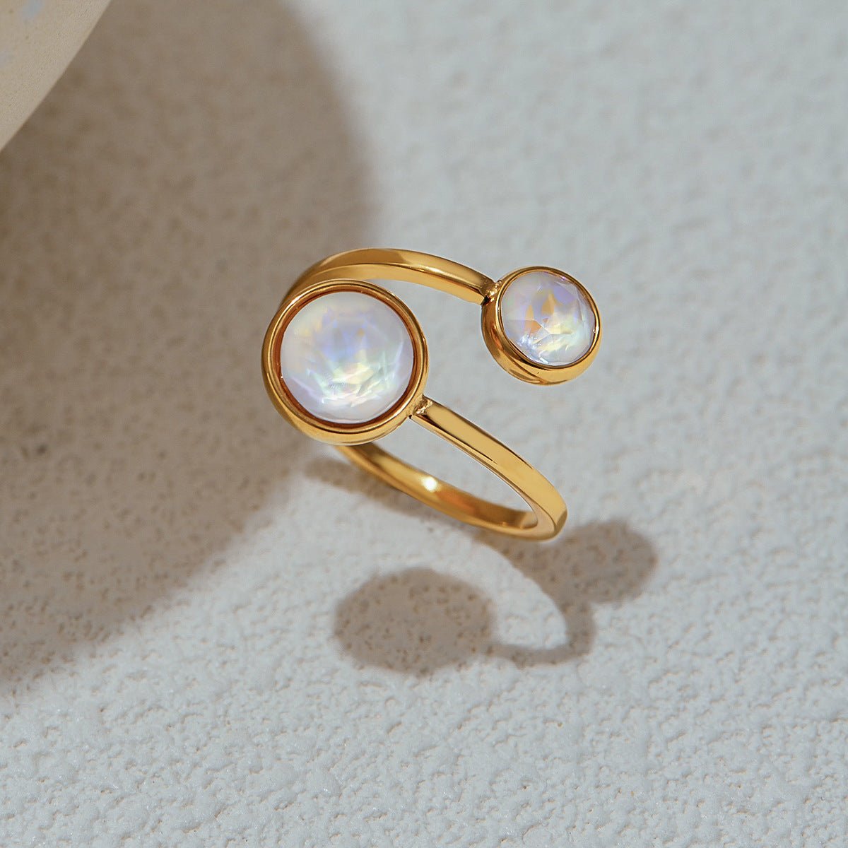 Cubic Zirconia Stacking Ring - 18K Gold Titanium Steel Ring | Tarnish - Free & Hypoallergenic - Aruary Studio ｜ Artisanal Jewelry