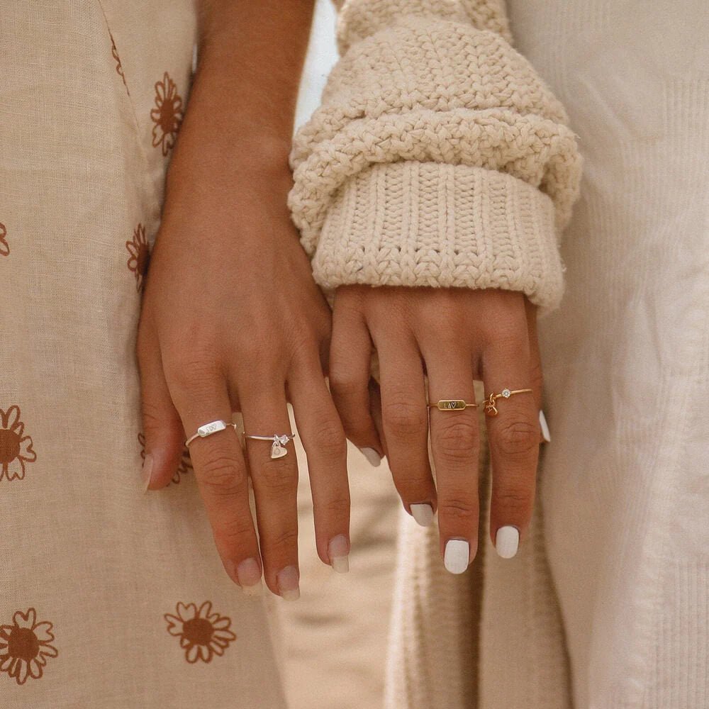 Custom Heart Zircon Pendant Ring | 18K Gold - Plated Titanium Steel + 5A Zircon - Aruary Studio ｜ Artisanal Jewelry