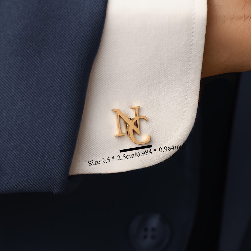 Custom Monogram Cufflinks | 18K Gold - Plated Titanium Steel - Aruary Studio ｜ Artisanal Jewelry