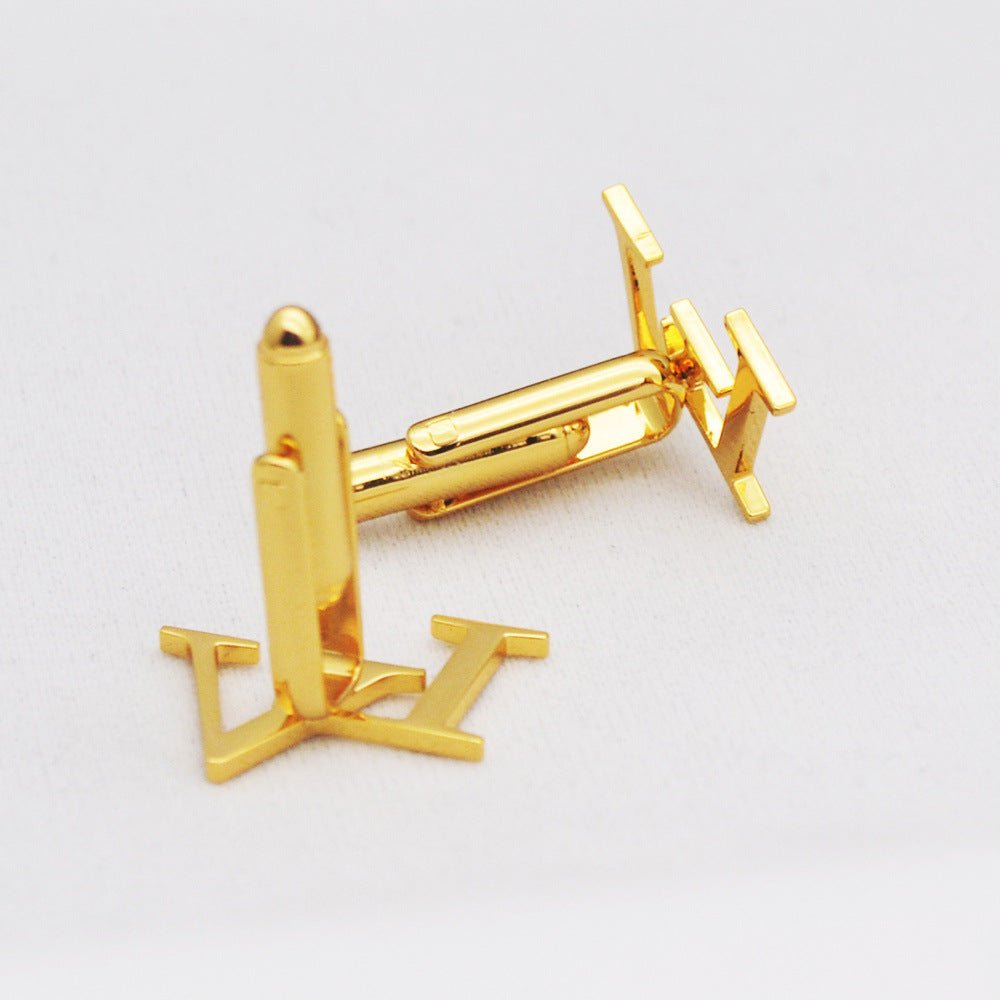 Custom Monogram Cufflinks | 18K Gold - Plated Titanium Steel - Aruary Studio ｜ Artisanal Jewelry