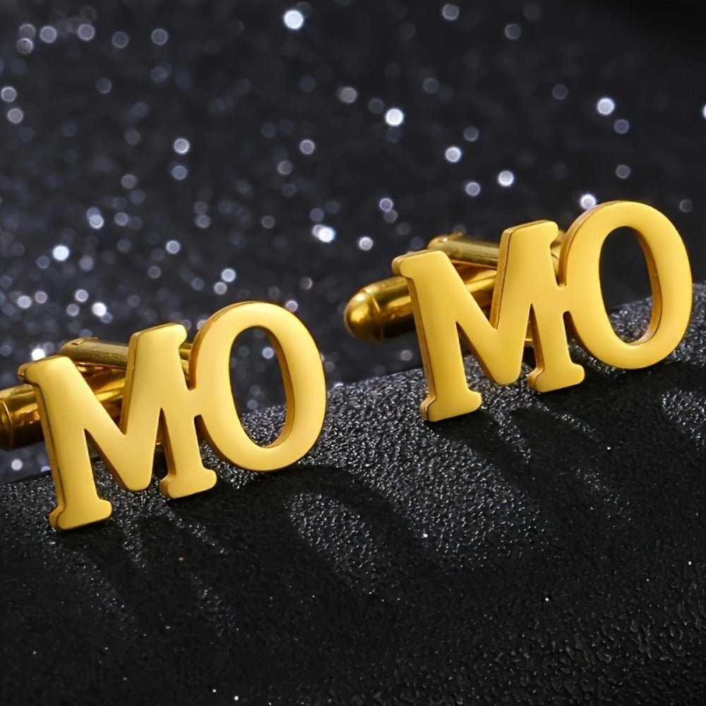 Custom Monogram Cufflinks | 18K Gold - Plated Titanium Steel - Aruary Studio ｜ Artisanal Jewelry