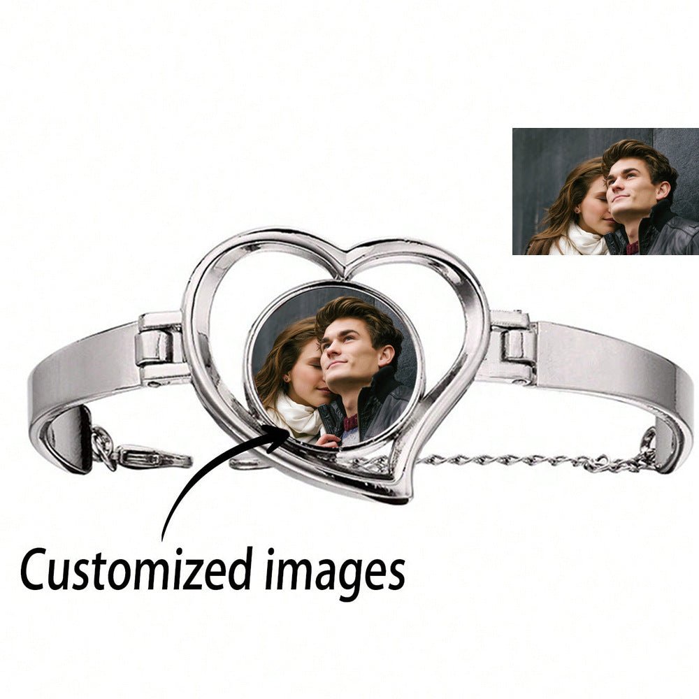 Custom Photo Heart Bracelet | Alloy - A Timeless Token of Love & Memories - Aruary Studio ｜ Artisanal Jewelry