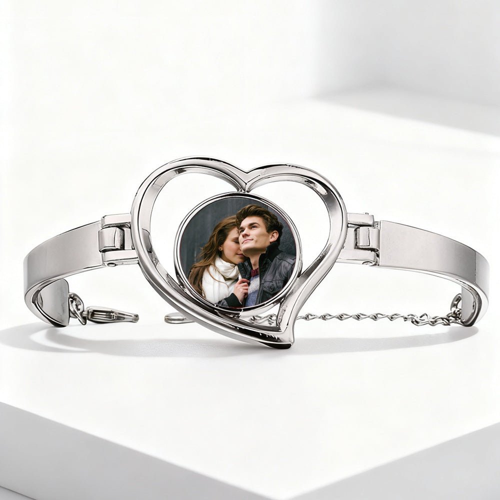 Custom Photo Heart Bracelet | Alloy - A Timeless Token of Love & Memories - Aruary Studio ｜ Artisanal Jewelry