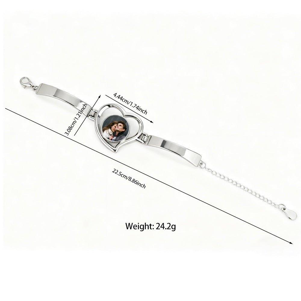 Custom Photo Heart Bracelet | Alloy - A Timeless Token of Love & Memories - Aruary Studio ｜ Artisanal Jewelry