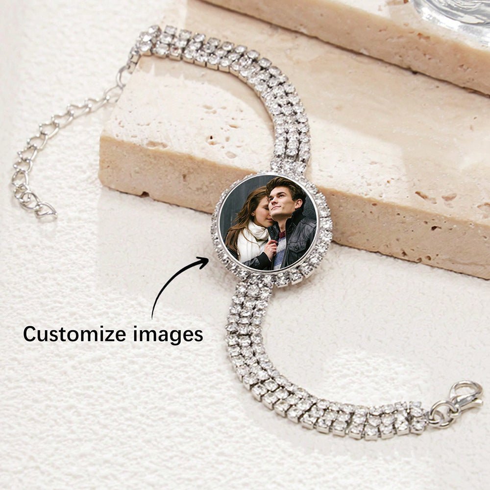 Custom Photo Zircon Bracelet | Alloy + 3A Zircon - A Wearable Memory of Your Most Treasured Moments - Aruary Studio ｜ Artisanal Jewelry